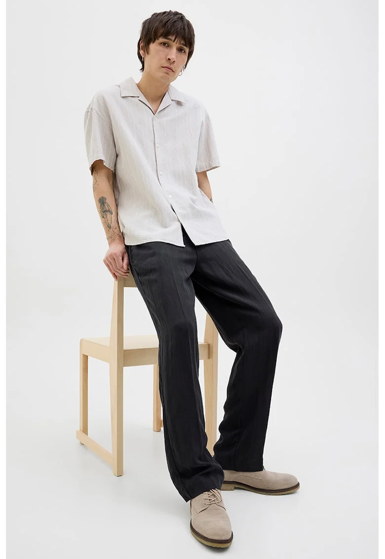 Pantaloni drepti cu model uni, Negru