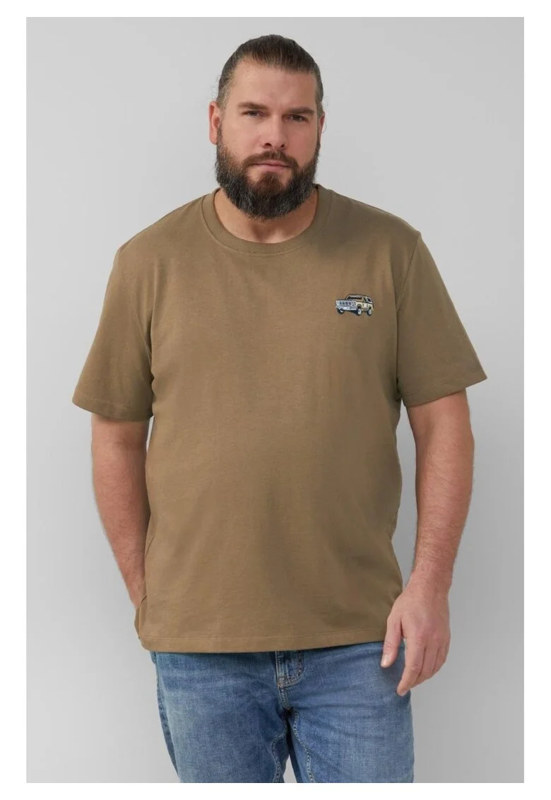 Big Sizes Tricou barbati big sizes cu imprimeu cu logo Ford, decolteu la baza gatului, Maro