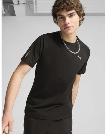 Tricou din amestec de bumbac cu decolteu la baza gatului, Negru stins