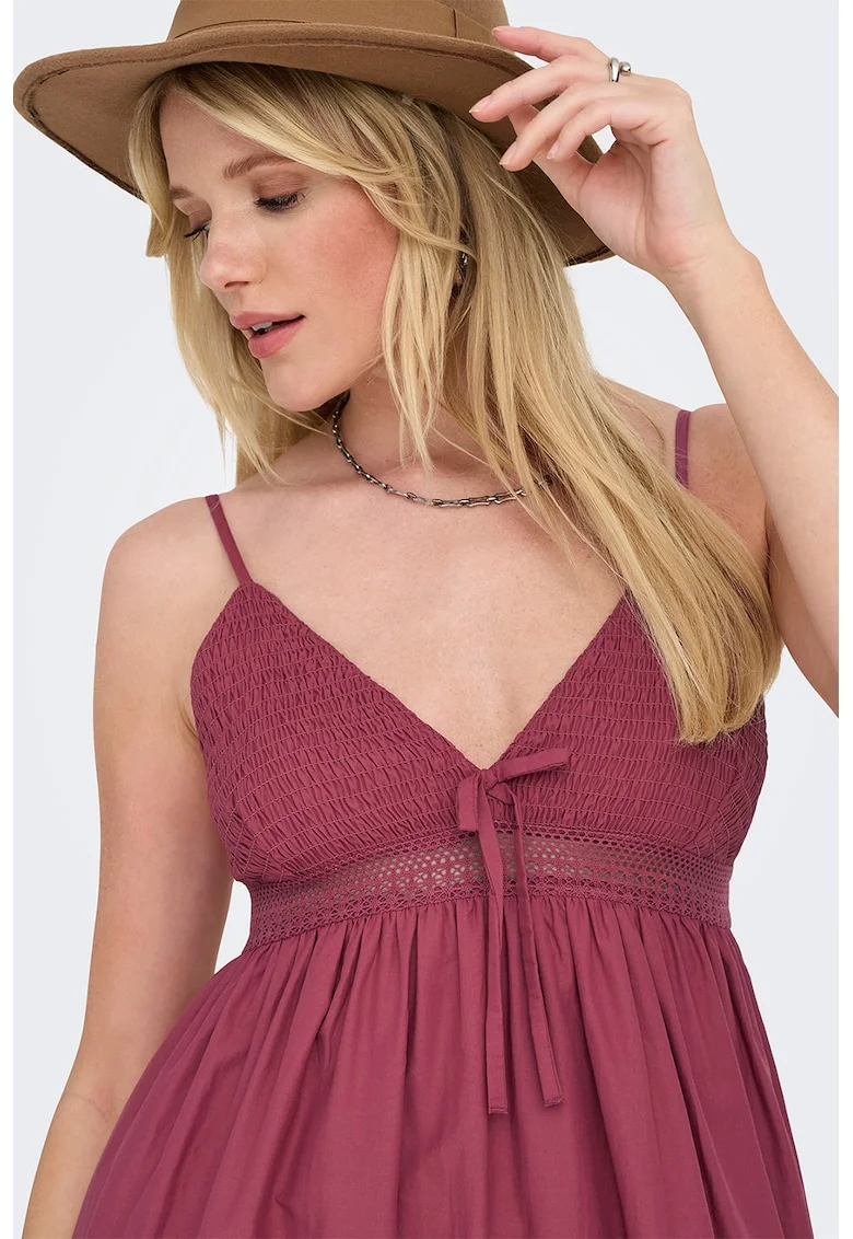 Rochie maxi evazata, Visiniu