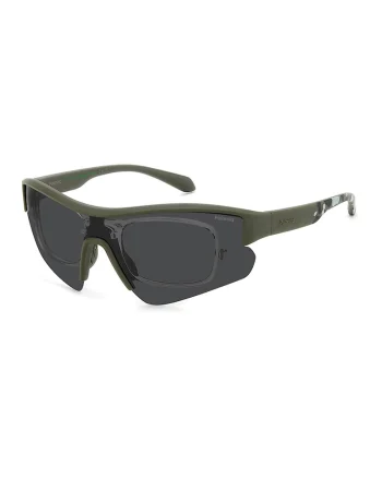 Ochelari de soare wrap cu lentile polarizate, Negru/Gri cenusiu/Verde masliniu inchis