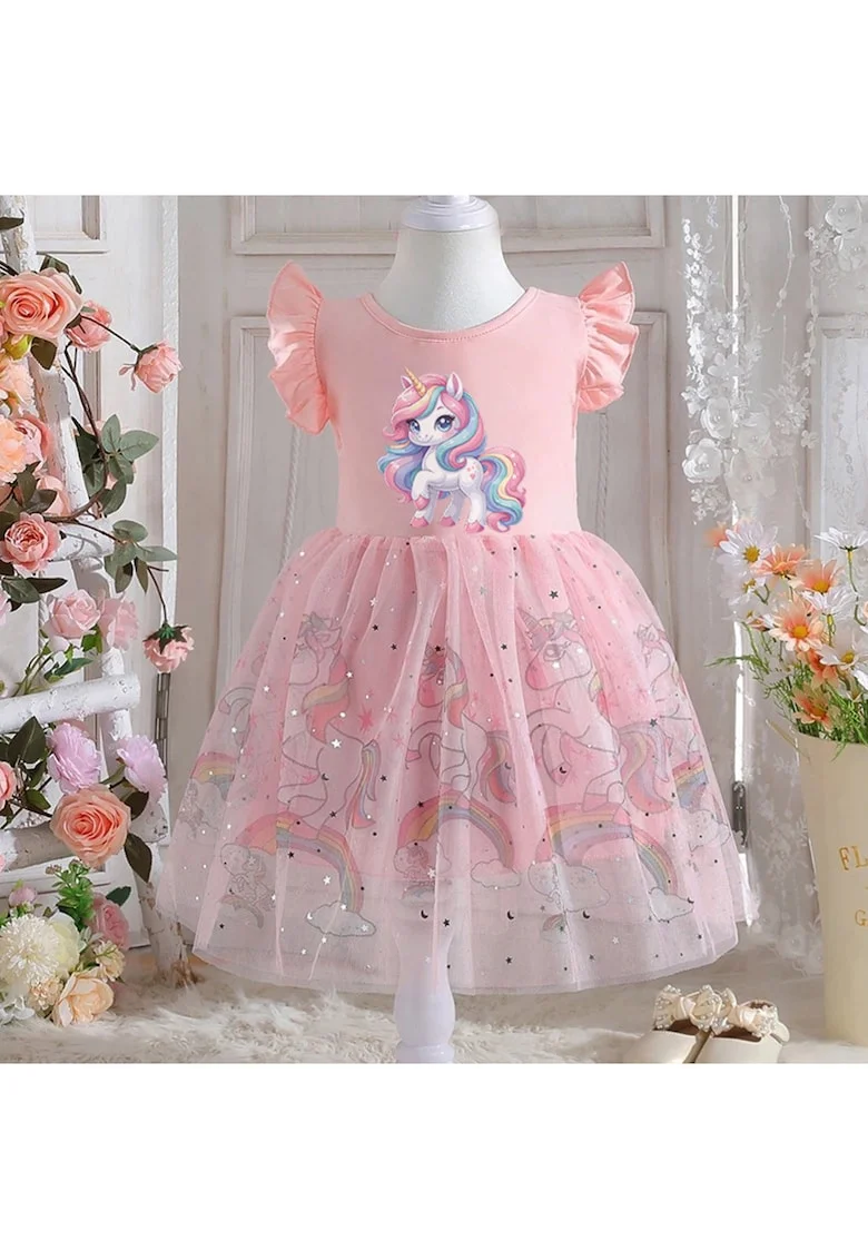 Rochie Roz Fetite cu Unicorni Beatrice