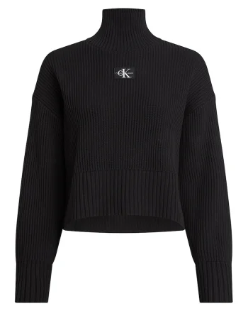 Pulover crop din tricot cu striatii, Negru
