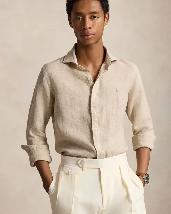 Polo Ralph Lauren cămașă pentru bărbați, din in