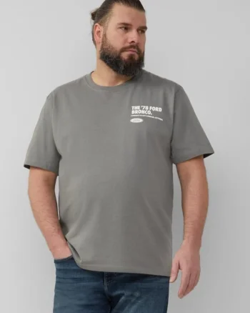 Big Sizes Tricou barbati big sizes cu imprimeu cu logo Ford, decolteu la baza gatului, Gri inchis