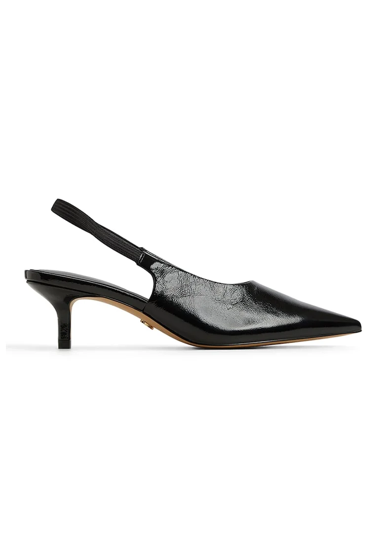 Pantofi de piele slingback cu toc kitten Oceweth, Negru