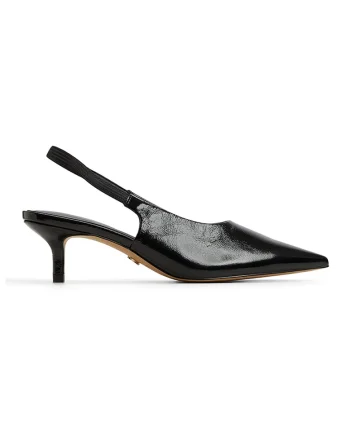 Pantofi de piele slingback cu toc kitten Oceweth, Negru
