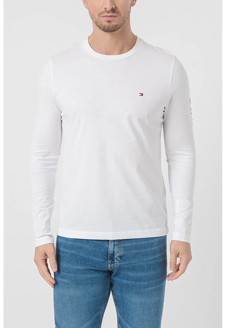 Bluza de bumbac cu logo, Alb optic