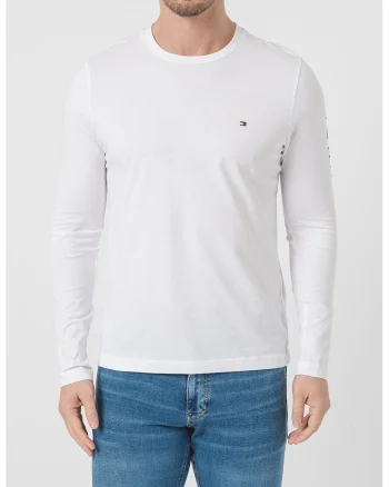Bluza de bumbac cu logo, Alb optic