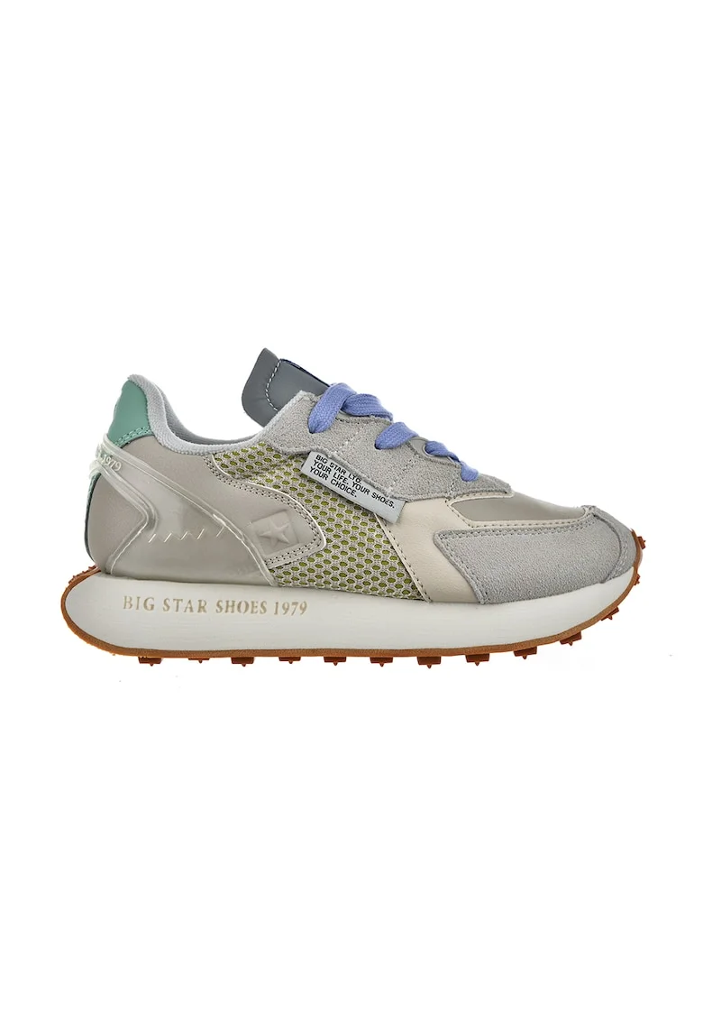 Pantofi sport cu garnituri din piele intoarsa, Bej deschis