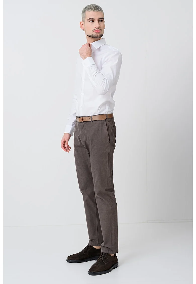 Camasa slim fit, Alb optic