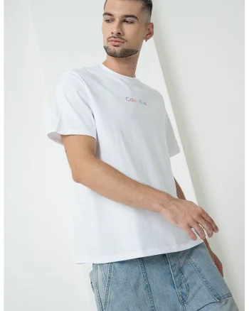 Tricou de bumbac cu imprimeu logo, Rosu/Alb optic/Albastru