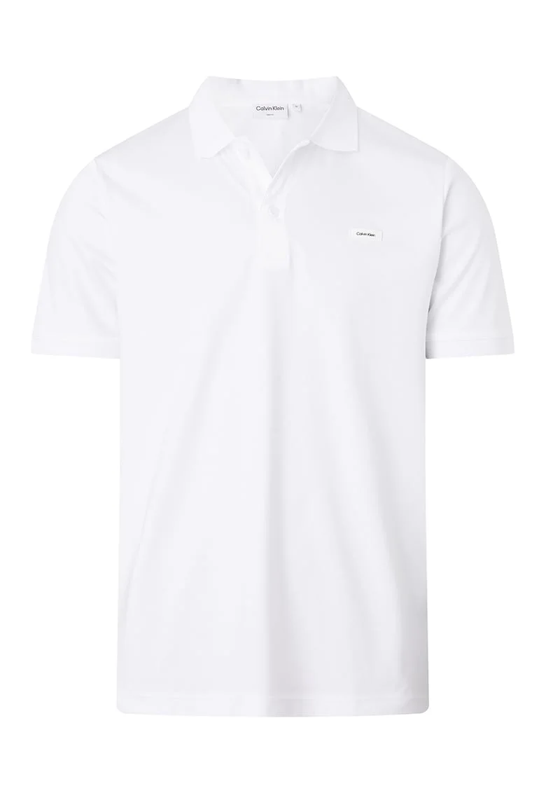 Tricou polo slim fit de bumbac organic, Alb