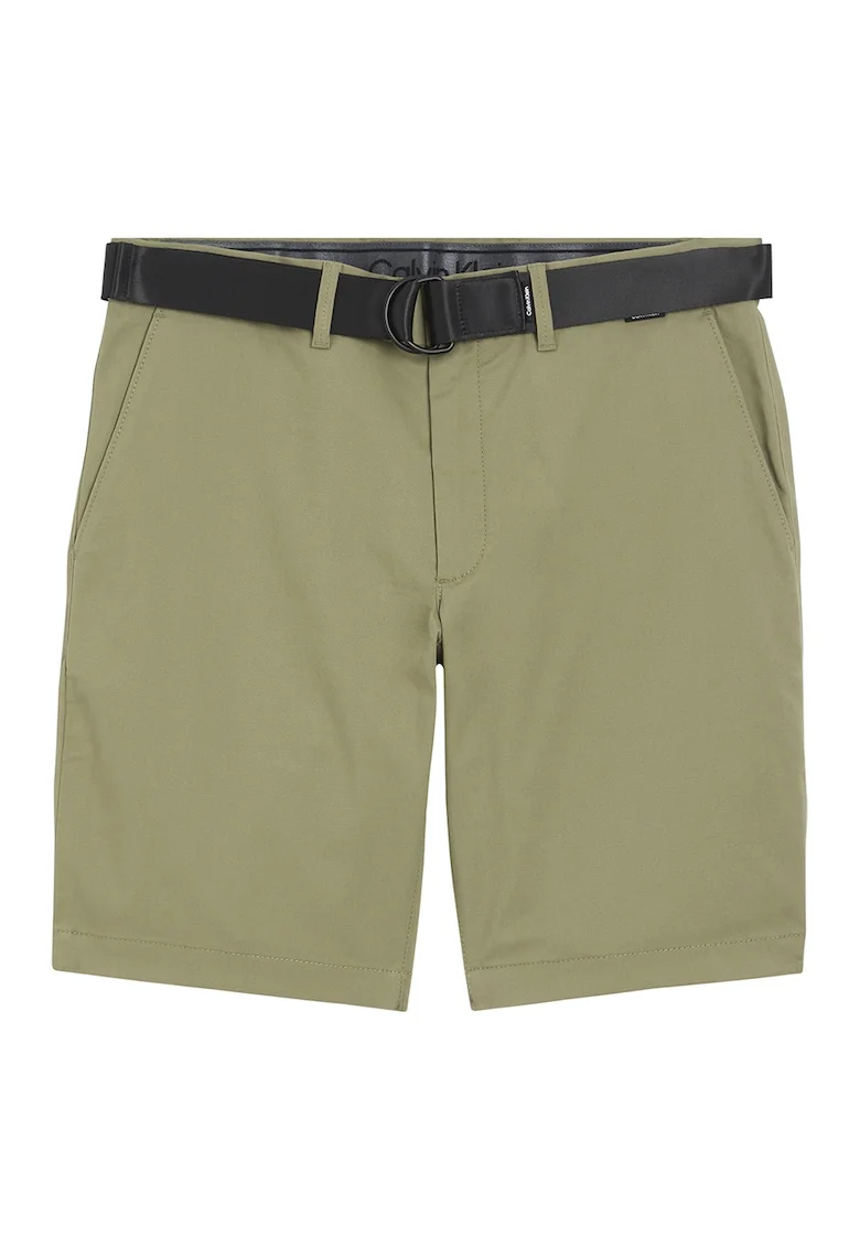 Pantaloni scurti chino slim fit din amestec de bumbac organic, Kaki