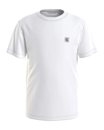 Tricou cu decolteu la baza gatului si monograma, Alb
