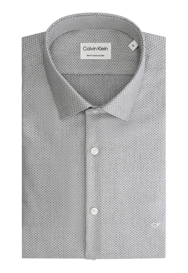 Camasa slim fit cu model, Gri