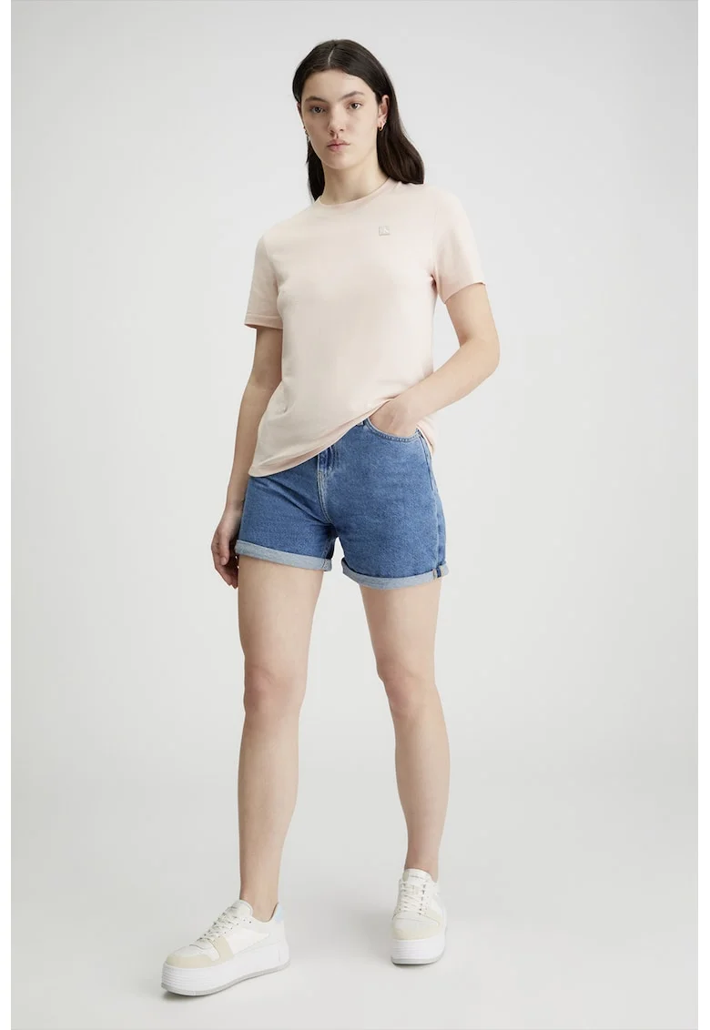 Pantaloni scurti mom fit din denim, Albastru pastel