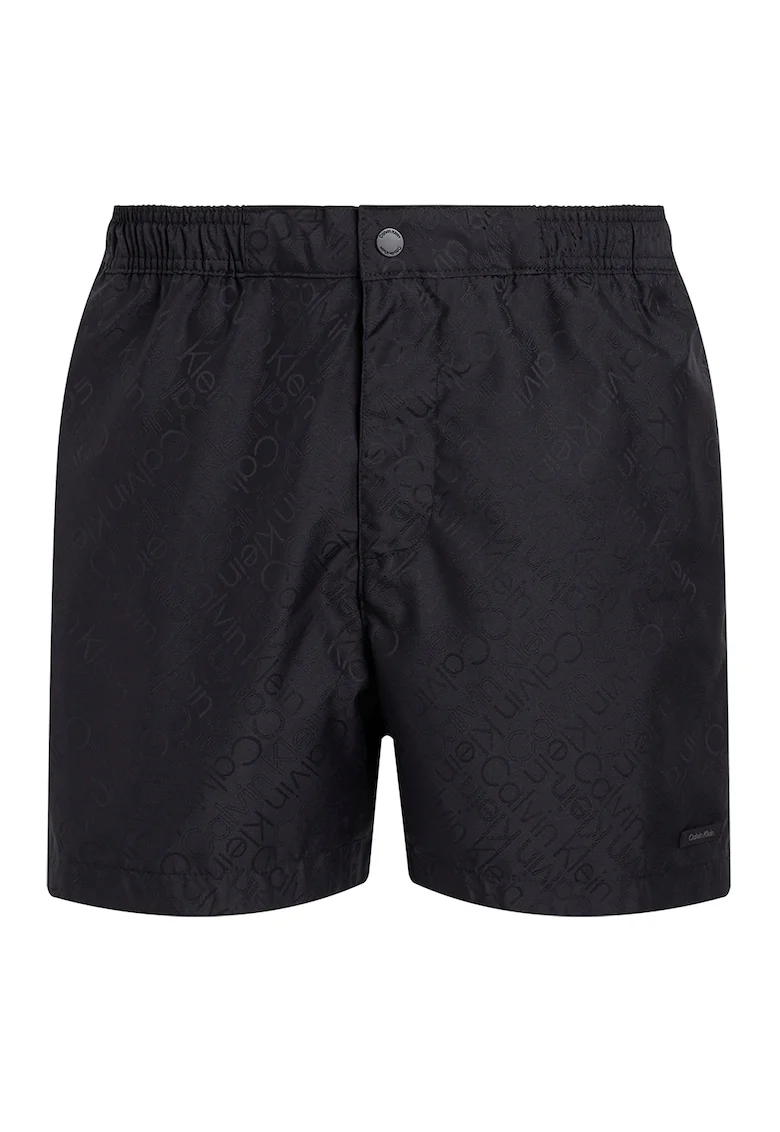 Pantaloni scurti de baie cu logo, Negru