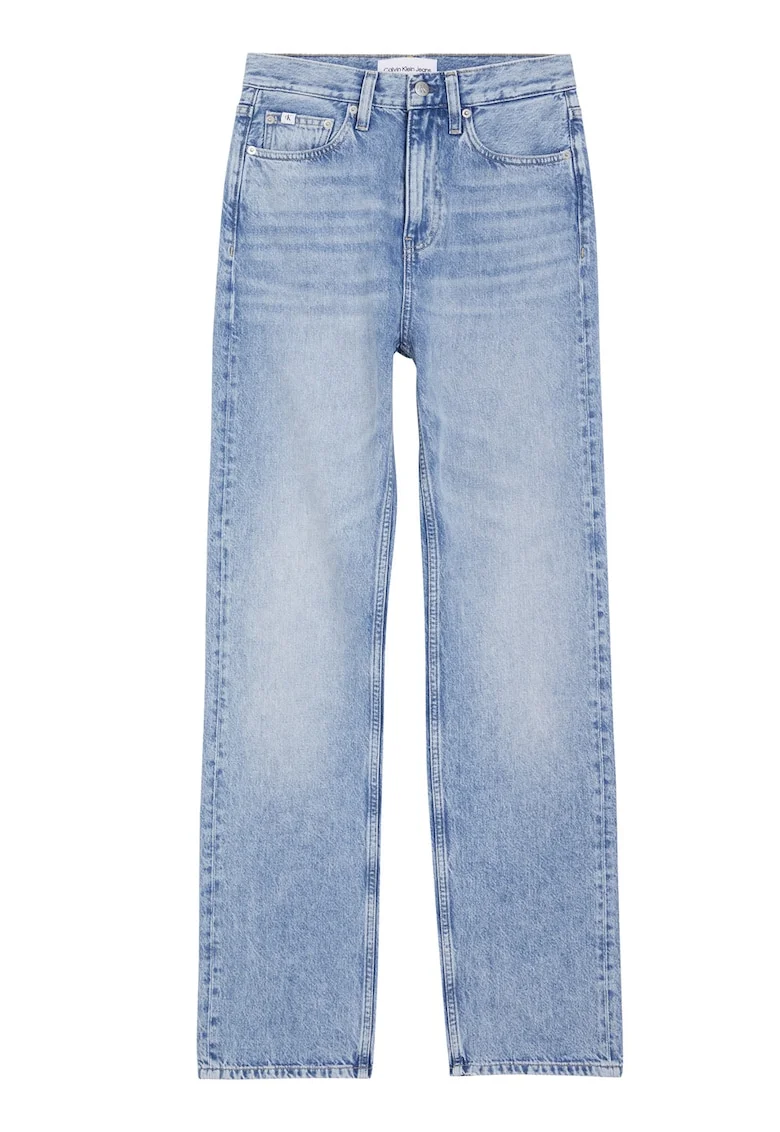 Blugi crop cu croiala dreapta, Albastru deschis