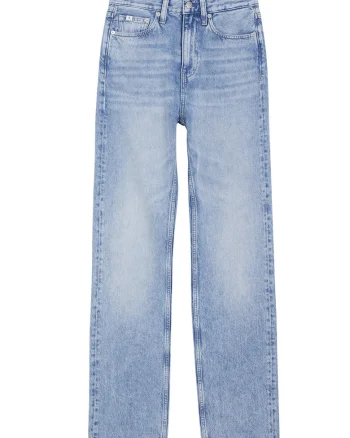 Blugi crop cu croiala dreapta, Albastru deschis
