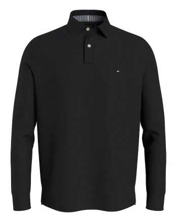 Bluza polo din amestec de bumbac organic, Negru
