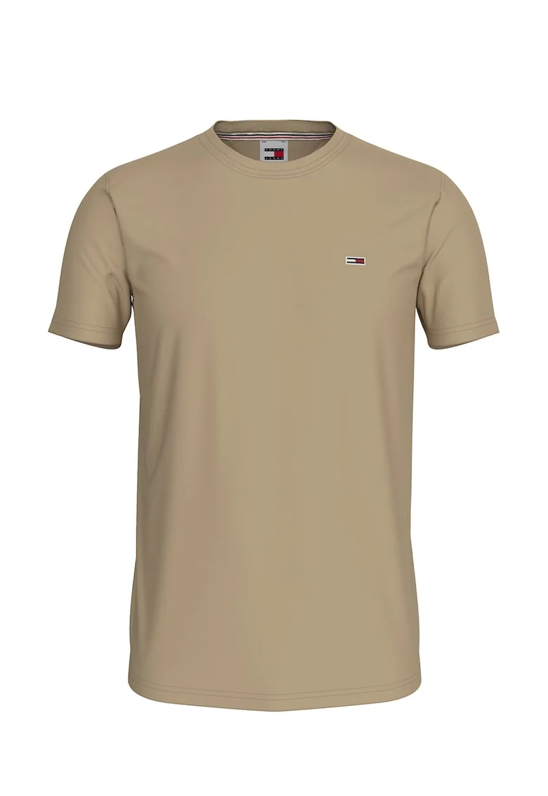 Tricou slim fit de bumbac, Maro nisip