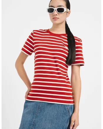 Tricou slim fit, Alb/Caramiziu