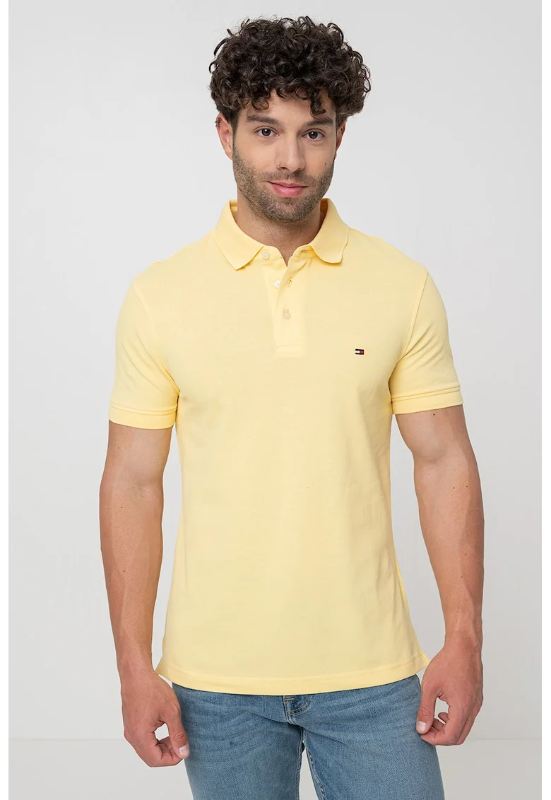 Tricou polo din amestec de bumbac organic 1985, Galben pai