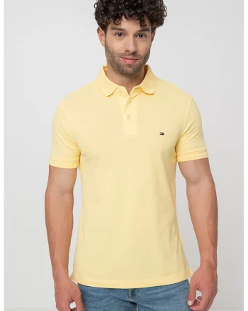 Tricou polo din amestec de bumbac organic 1985, Galben pai