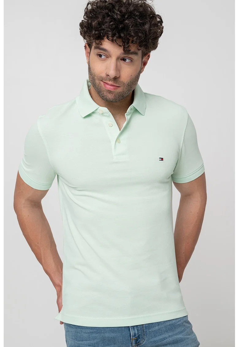 Tricou polo din amestec de bumbac organic 1985, Verde pal/Verde deschis