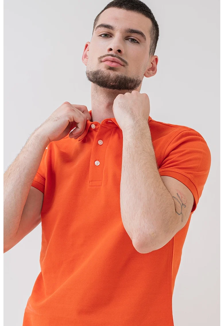 Tricou polo din amestec de bumbac organic 1985, Portocaliu