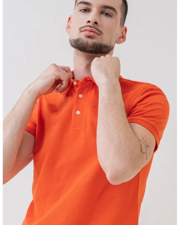 Tricou polo din amestec de bumbac organic 1985, Portocaliu