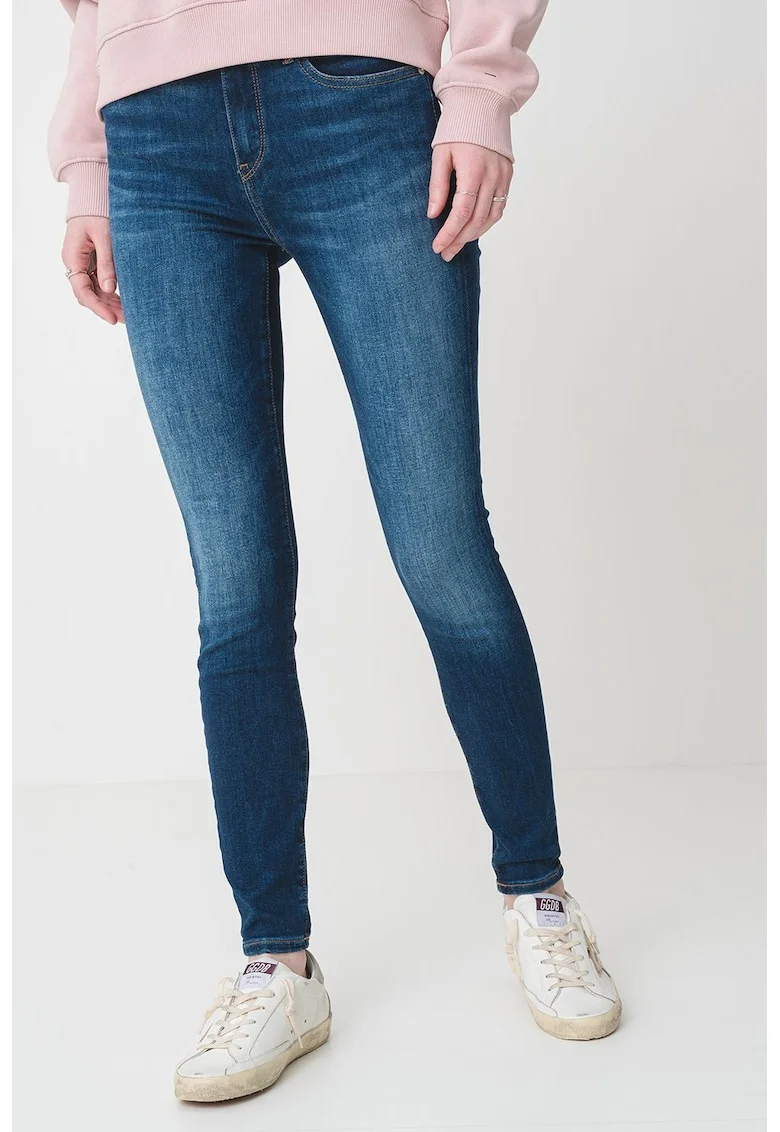 Blugi skinny din amestec de bumabc cu talie medie, Albastru melange