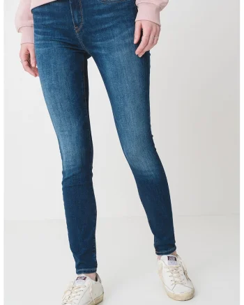 Blugi skinny din amestec de bumabc cu talie medie, Albastru melange