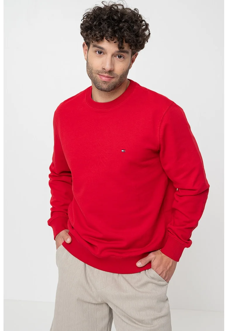 Bluza de trening din bumbac organic cu logo, Rosu inchis
