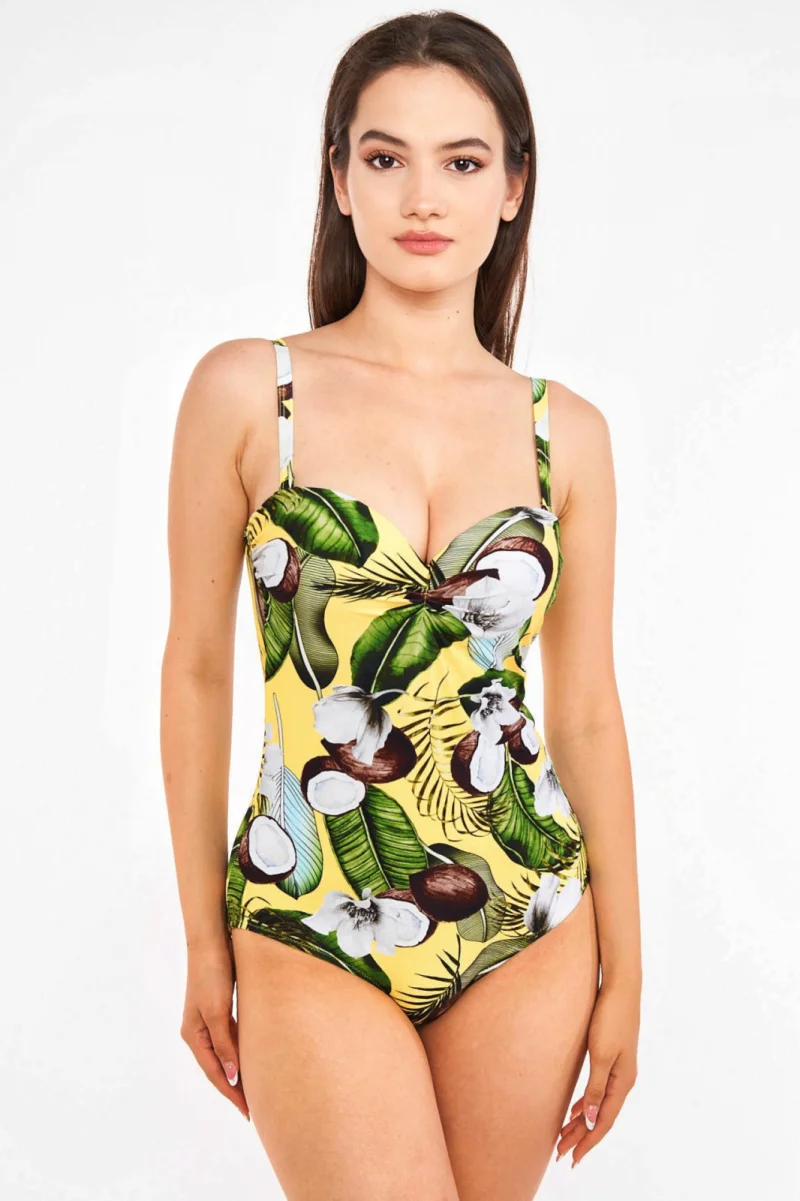 Costum de baie intreg, galben, dama, tropical Coconut