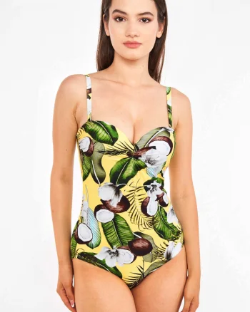 Costum de baie intreg, galben, dama, tropical Coconut