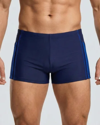 Slip de baie barbati boxeri, inchidere cu snur  bleumarin albastru q326