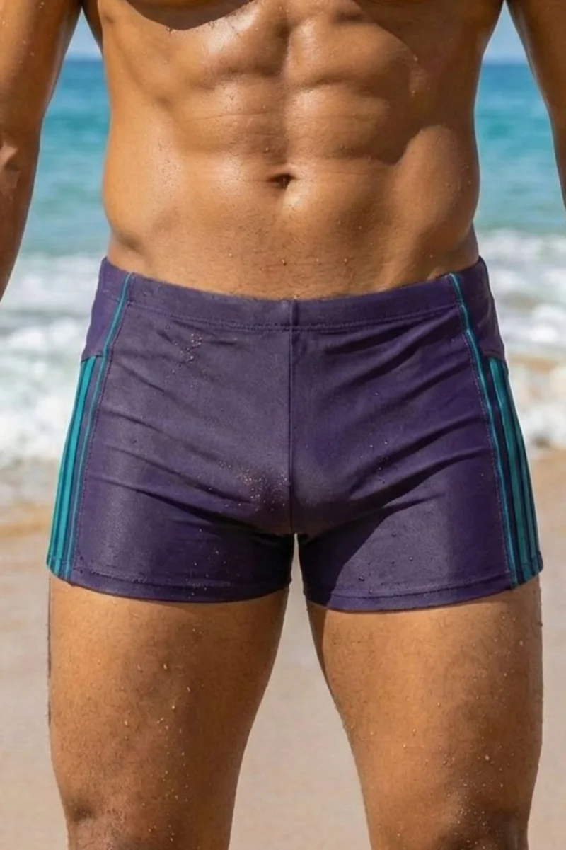 Slip de baie barbati boxeri, inchidere cu snur  bleumarin verde q326