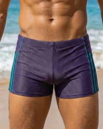 Slip de baie barbati boxeri, inchidere cu snur  bleumarin verde q326