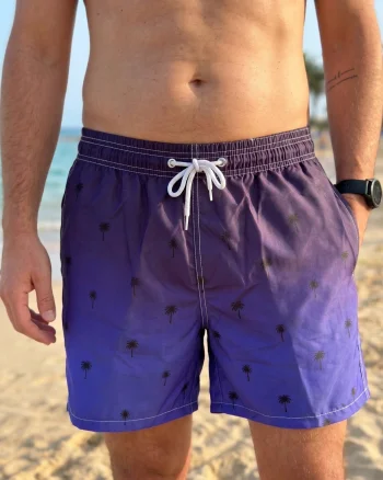 Sort de baie barbati, tip pantalon scurt, cu buzunare 756 albastru