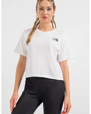 Tricou crop cu imprimeu logo, Alb