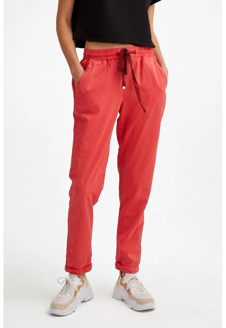 Pantaloni din amestec de lyocell cu snur, Coral