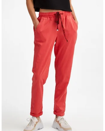 Pantaloni din amestec de lyocell cu snur, Coral