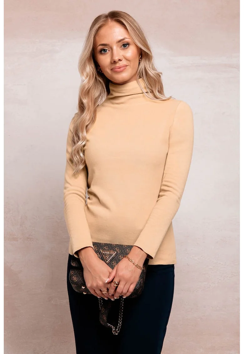 Bluza cu guler inalt, Bej