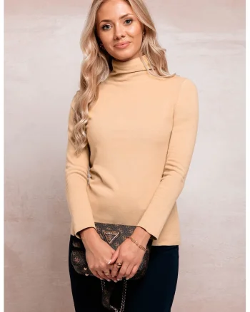 Bluza cu guler inalt, Bej