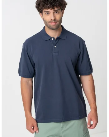 Tricou polo cu model uni, Bleumarin