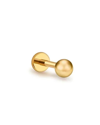 Piercing Labret din Aur 14K, model Bila 2mm, prindere Filet si Spate Plat