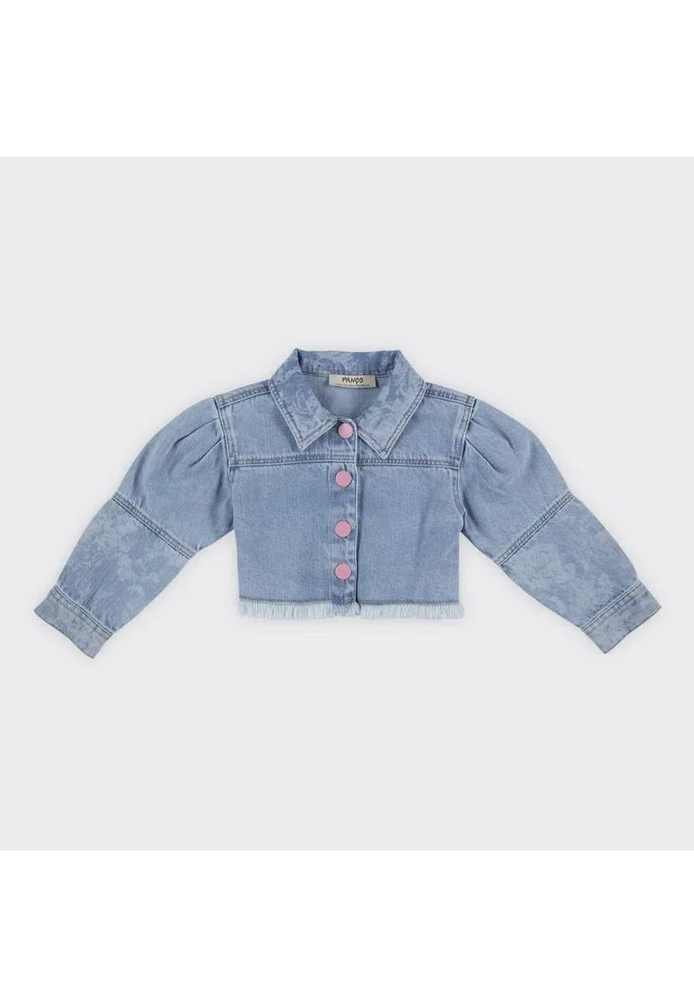 Geaca de blugi cu nasturi Roz  - Stella, Albastru Denim, pentru fetite, Albastru