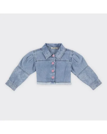 Geaca de blugi cu nasturi Roz  - Stella, Albastru Denim, pentru fetite, Albastru